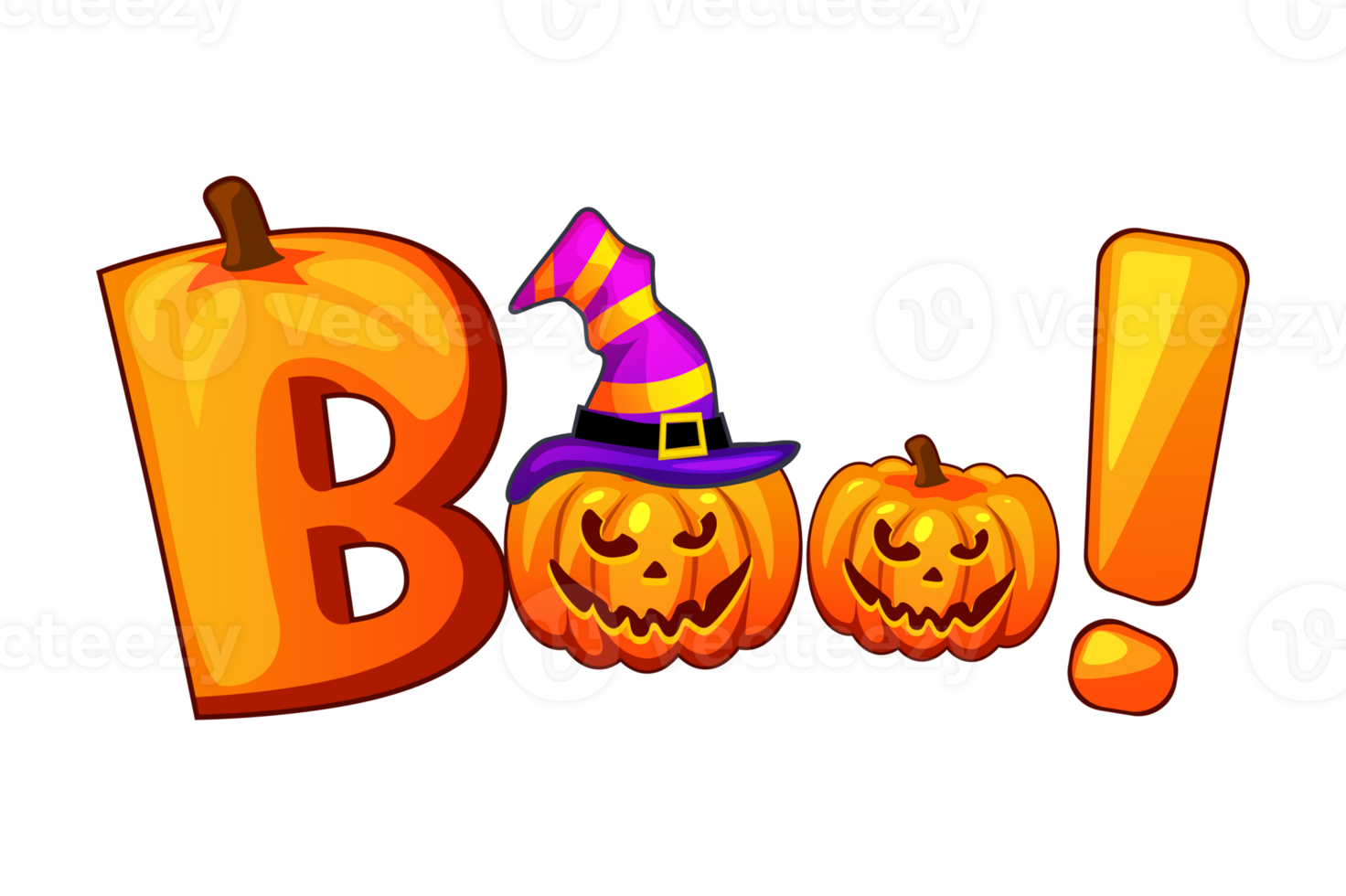 Boo. Halloween banner background with pumpkins. png