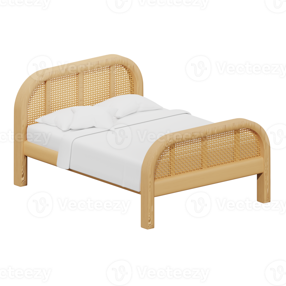 wooden bed with soft bedding png