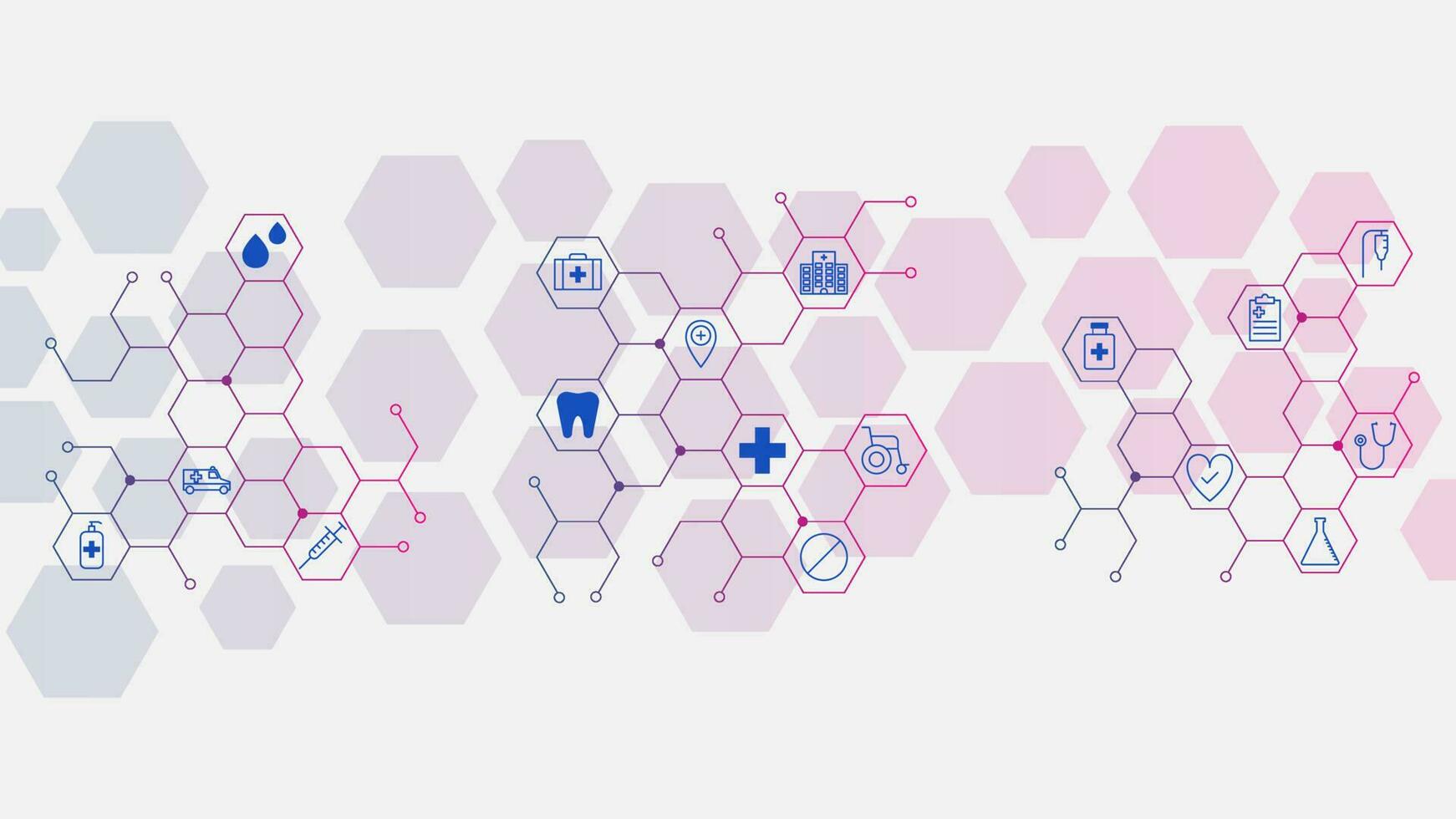 Health care and medical innovation with hospital icon and hexagonal shapes background design. Vector illustration.