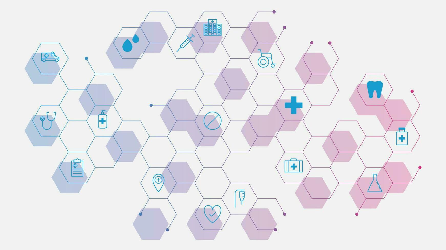 Health care and medical innovation with hospital icon and hexagonal shapes background design. Vector illustration.