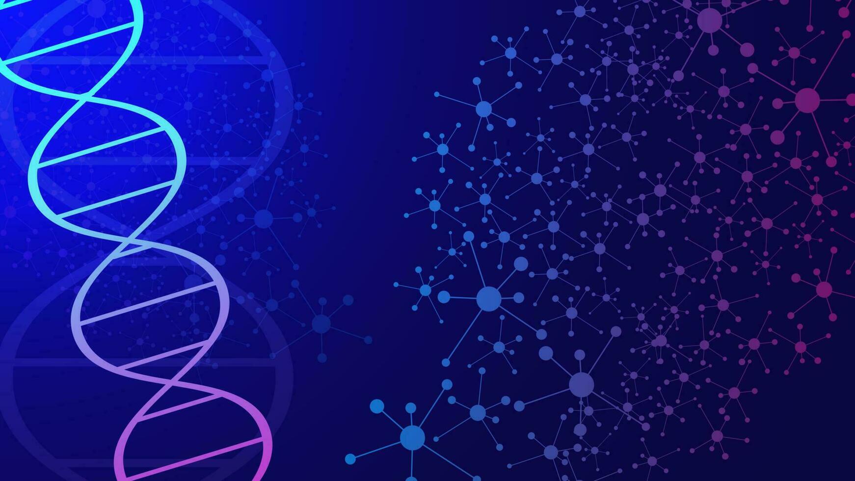 Molecular structure with DNA strand for medical, chemistry and science concept background. Vector illustration.