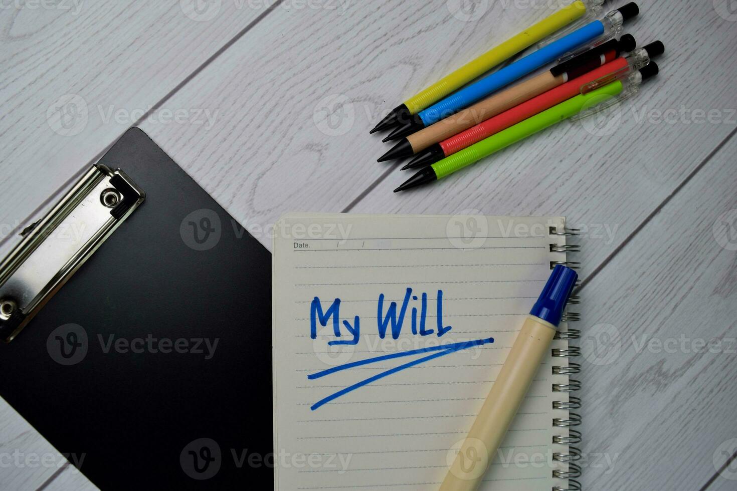 My Will text write on a book isolated wooden table. photo