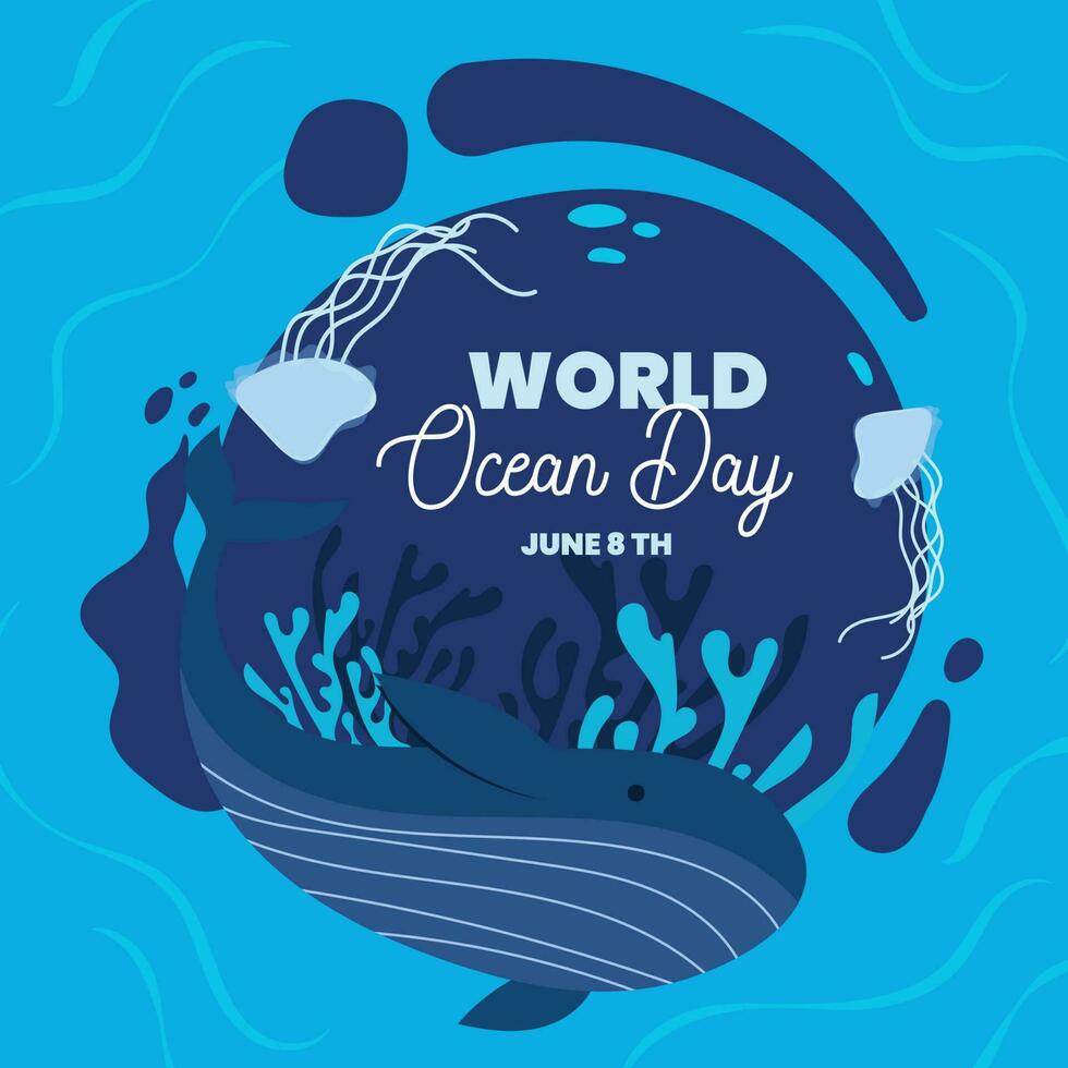 flat design vector world ocean day 8 june