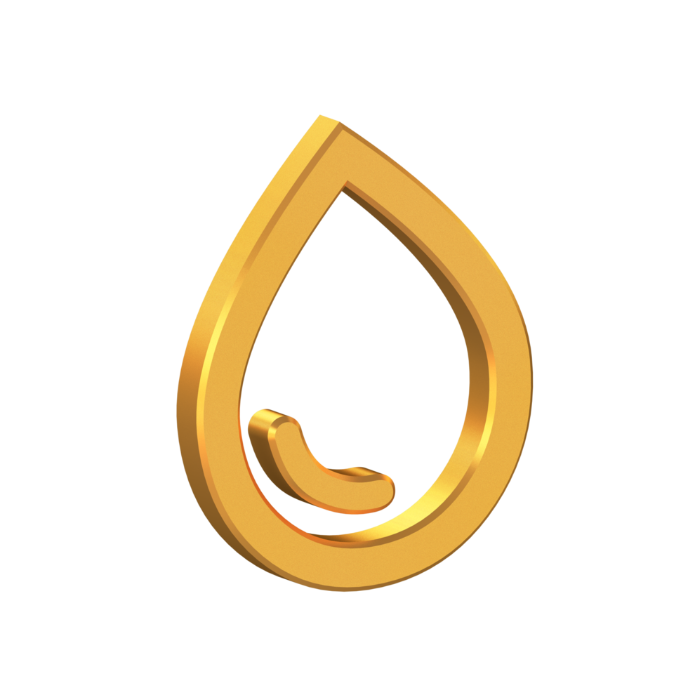 Water Drop 3D Icon Isolated on Transparent Background, Oil Icon Gold Texture, 3D Rendering png