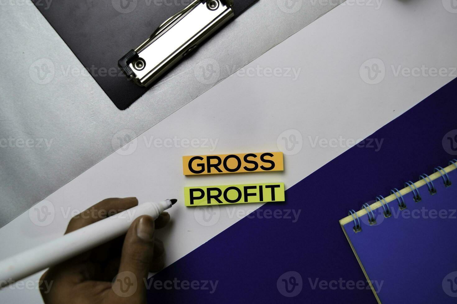 Gross Profit text on sticky notes with color office desk concept photo