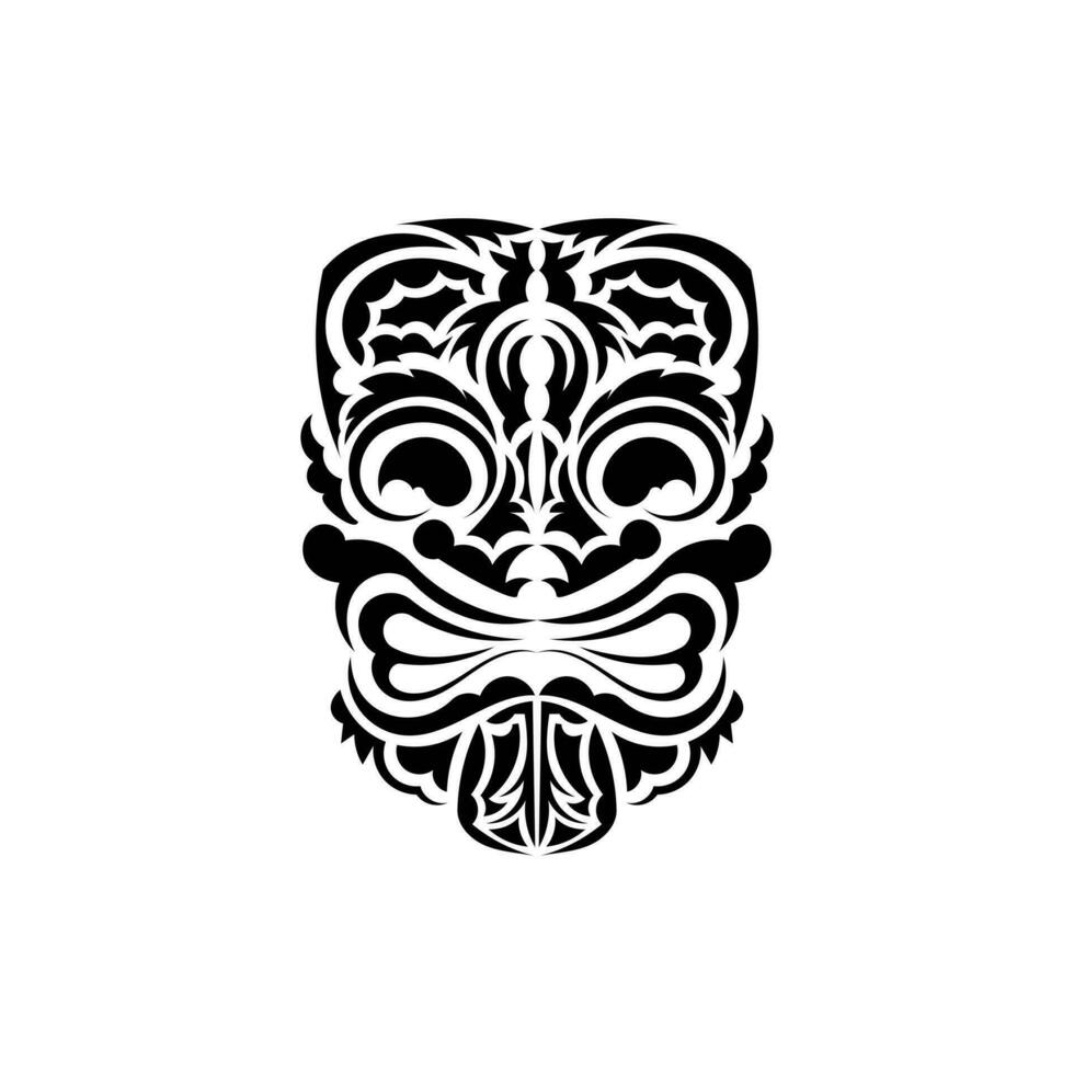 The face of a viking or orc. Traditional totem symbol. Black ornament. Vector isolated on white background.