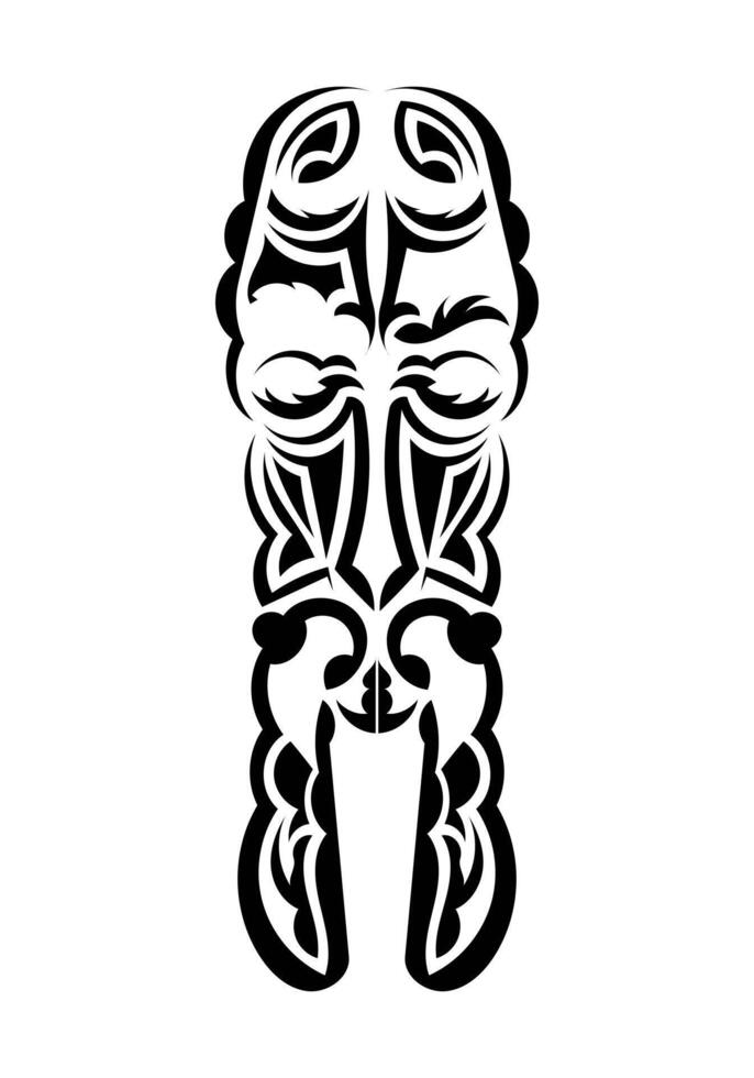Face in the style of ancient tribes. Ready tattoo template. Isolated on white background. Vetcor. vector
