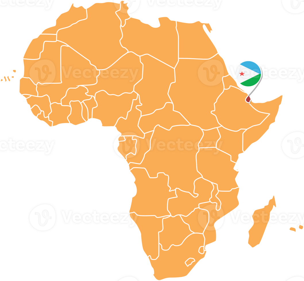 Djibouti map in Africa, Icons showing Djibouti location and flags. png