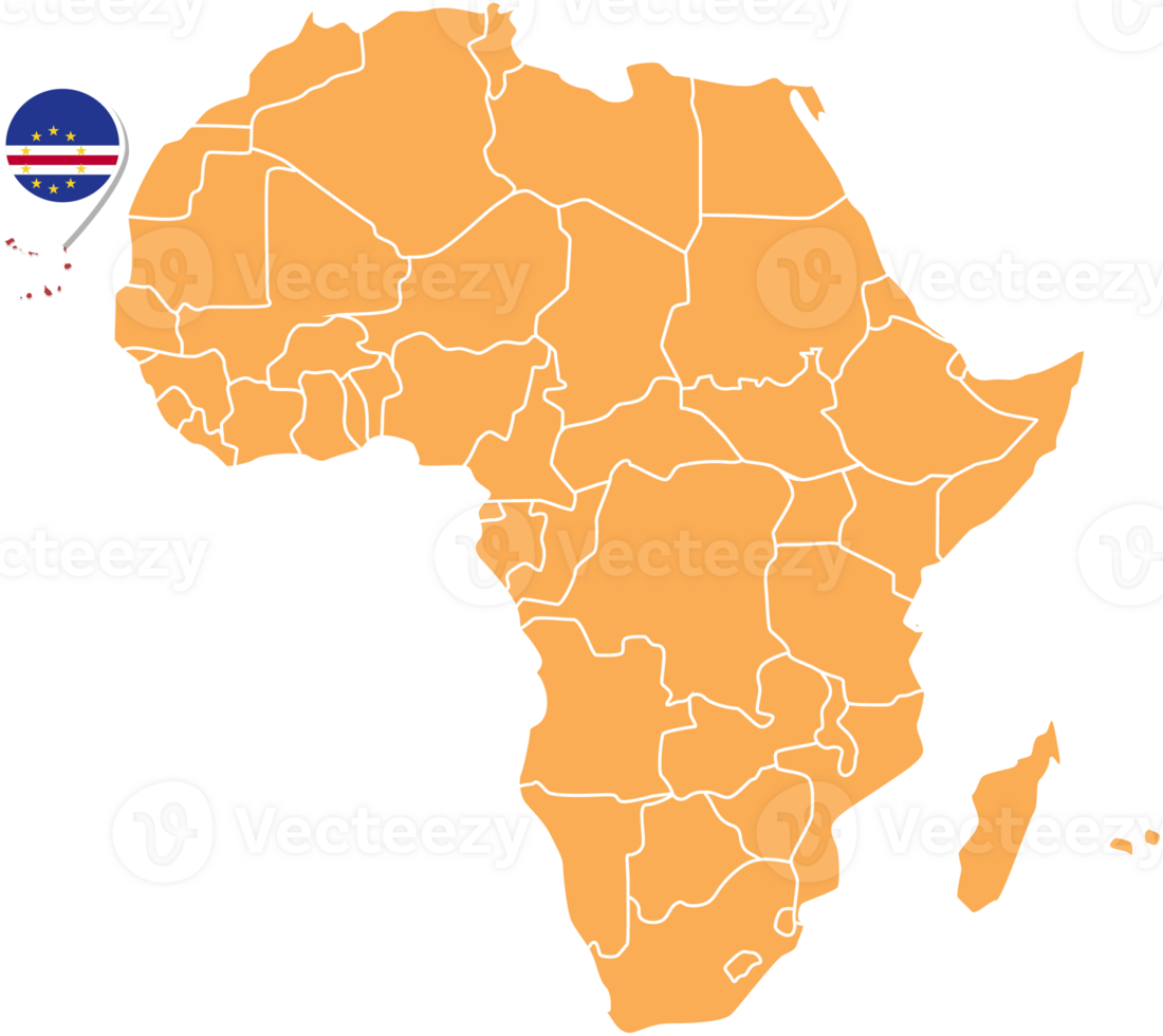 Cape Verde map in Africa, Icons showing Cape Verde location and flags. png