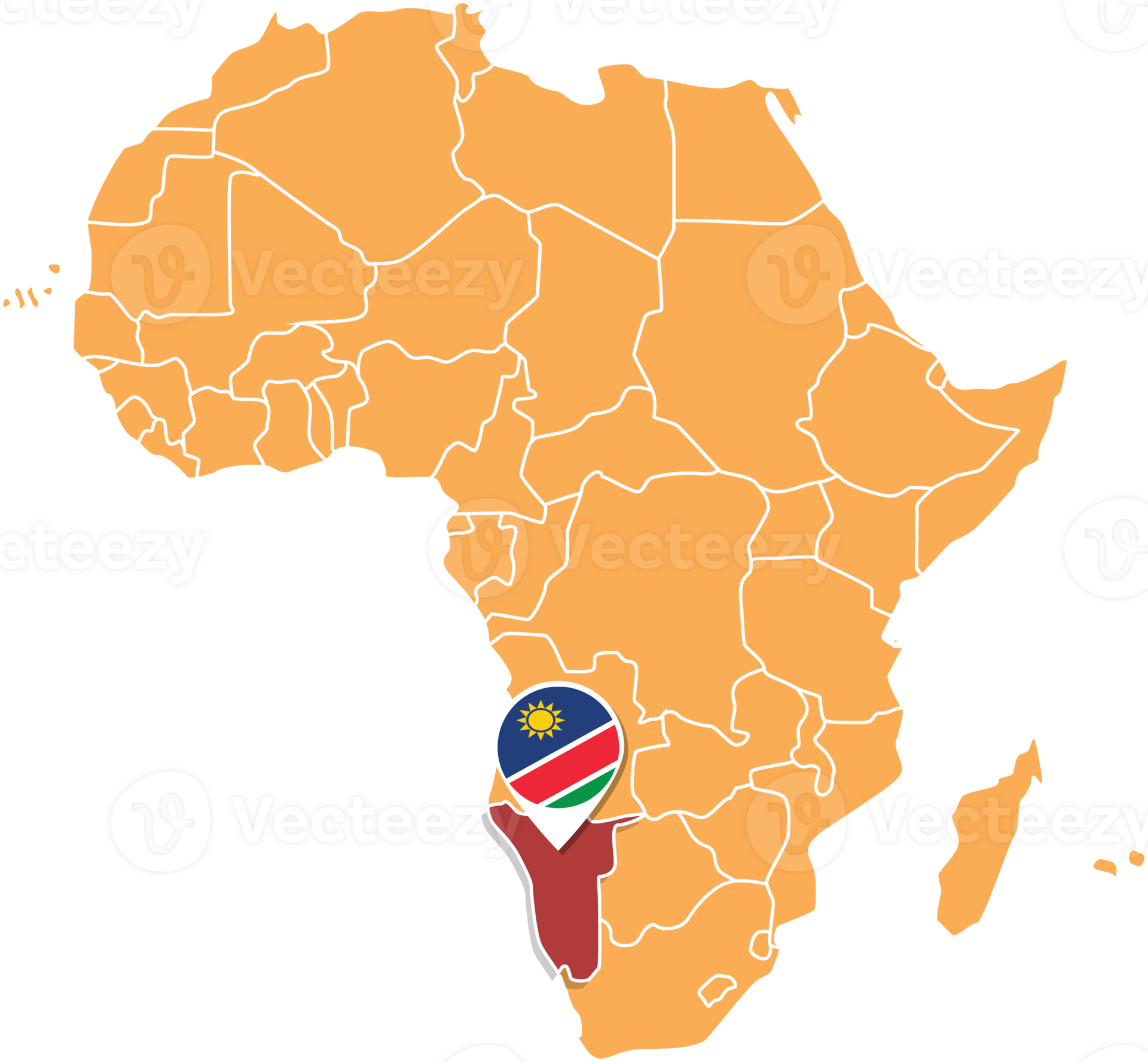 Namibia map in Africa, Icons showing Namibia location and flags. 23639559 PNG