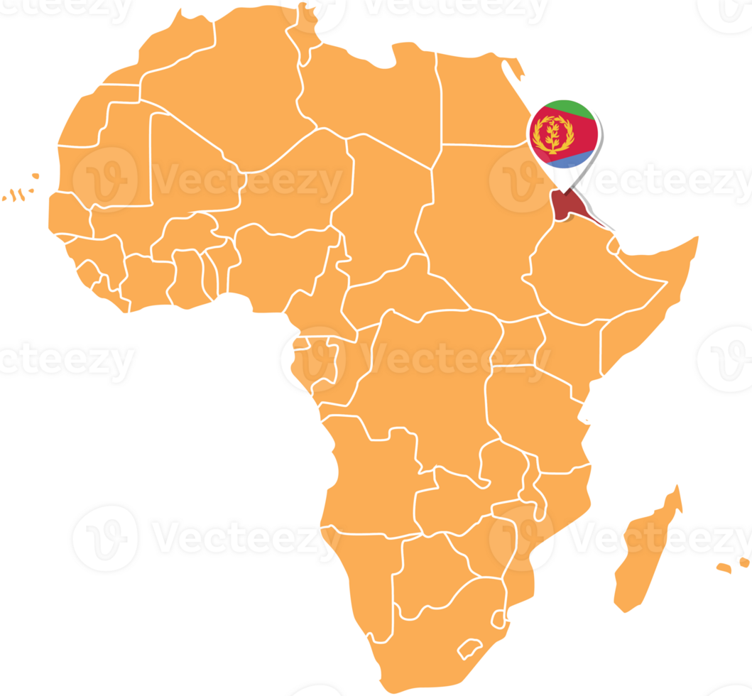 Eritrea map in Africa, Icons showing Eritrea location and flags. png