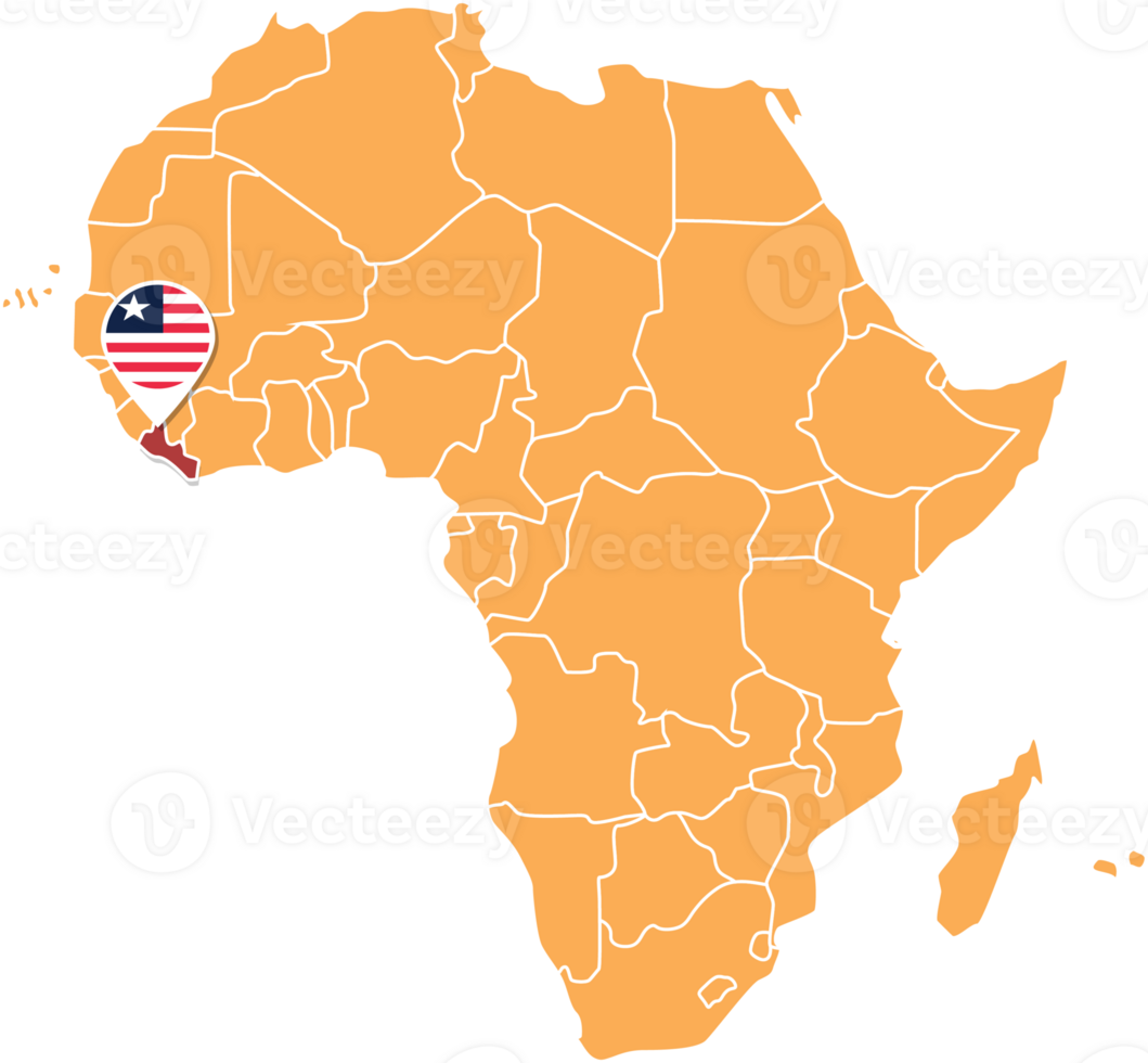 Liberia map in Africa, Icons showing Liberia location and flags. png