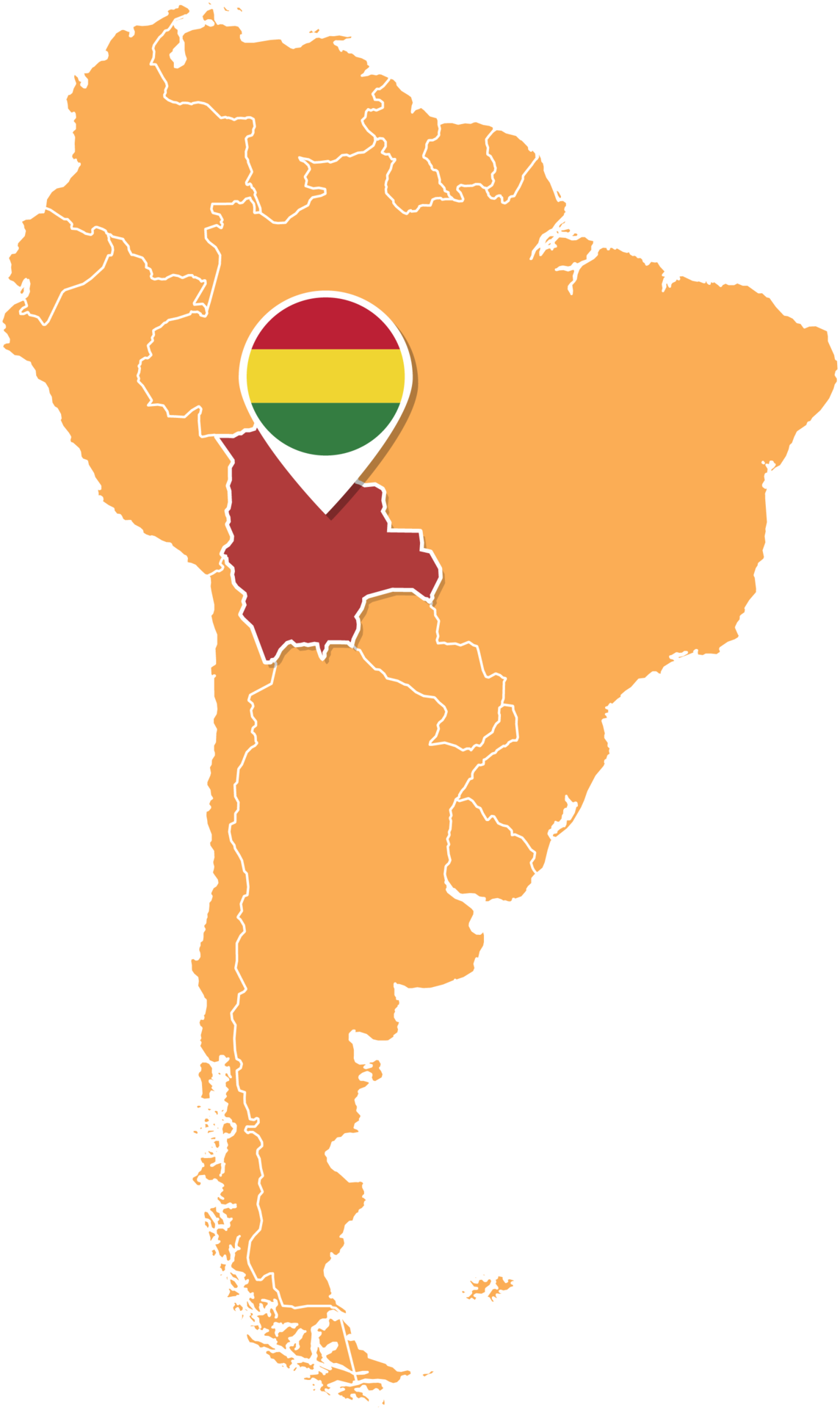 Bolivia map in South America Icons - Bolivia Map In South America Icons Showing Bolivia Location And Flags Png