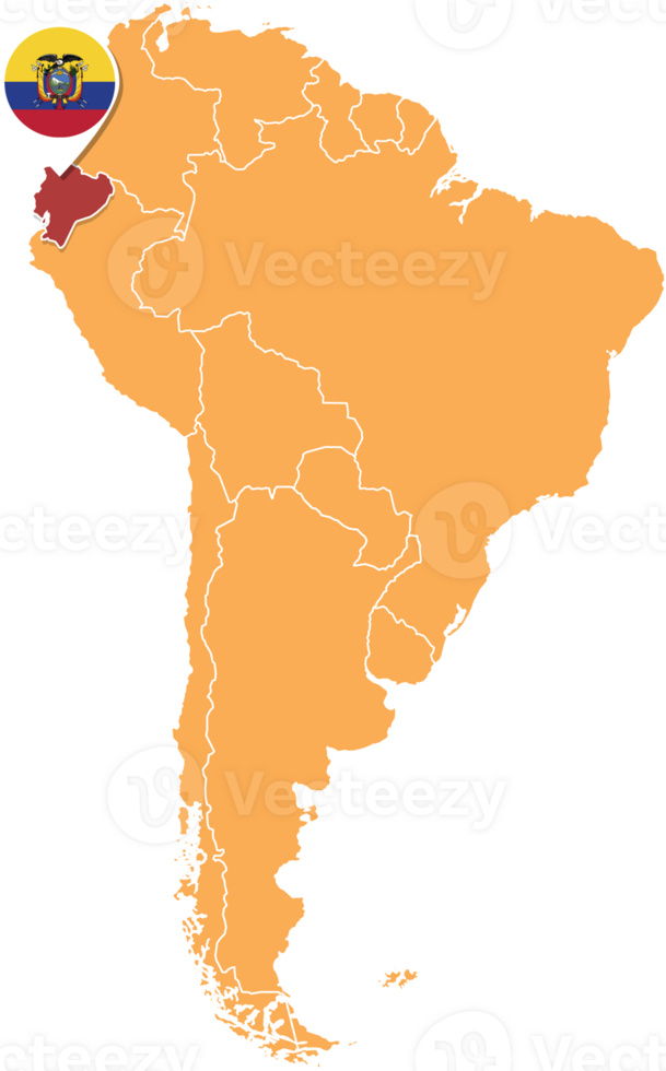Ecuador Map Of South America Ecuador Map In South America Icons Showing Ecuador Location And Flags Png
