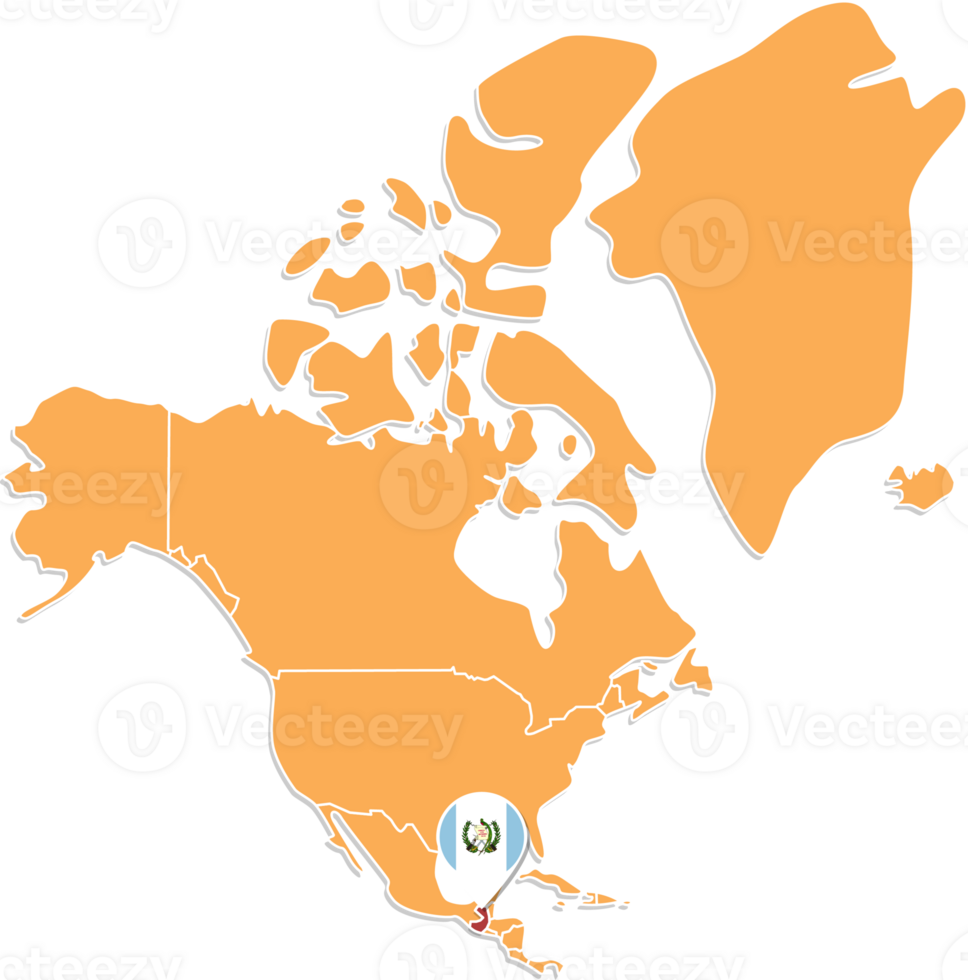 Guatemala map in North America, Icons showing Guatemala location and flags. png