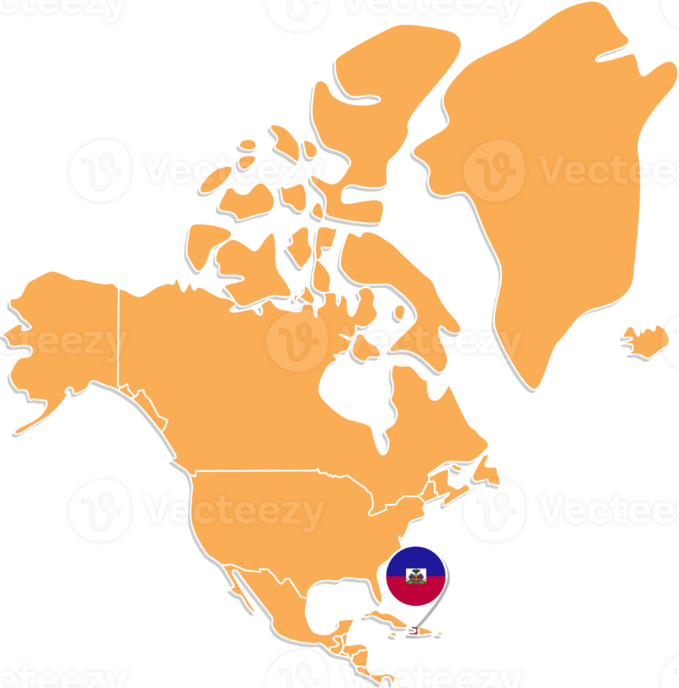 Haiti map in North America, Icons showing Haiti  location and flags. png