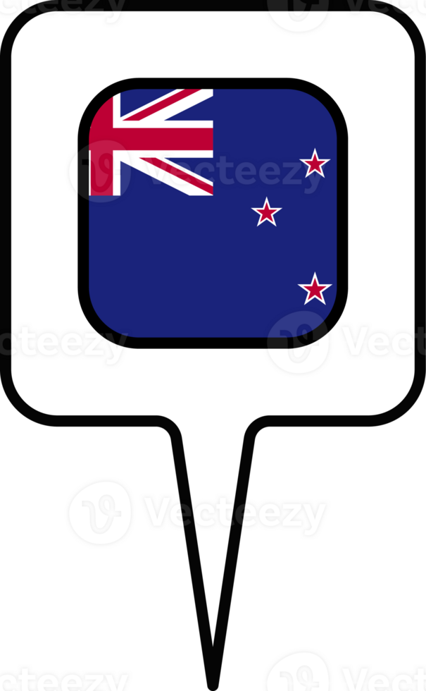 New Zealand flag Map pointer icon, square design. png