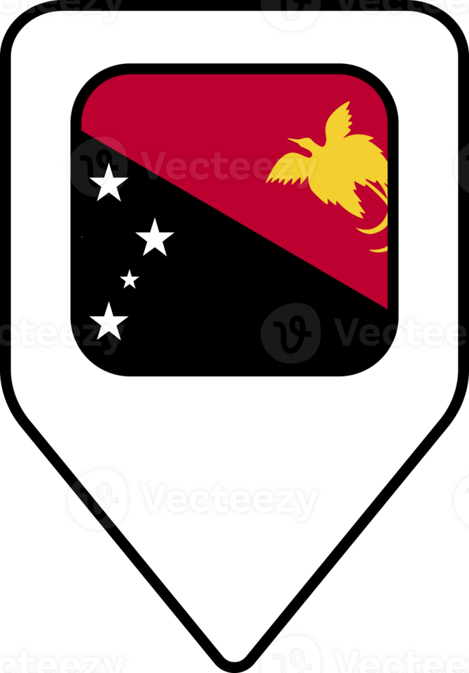 Papua New Guinea flag map pin navigation icon, square design. png