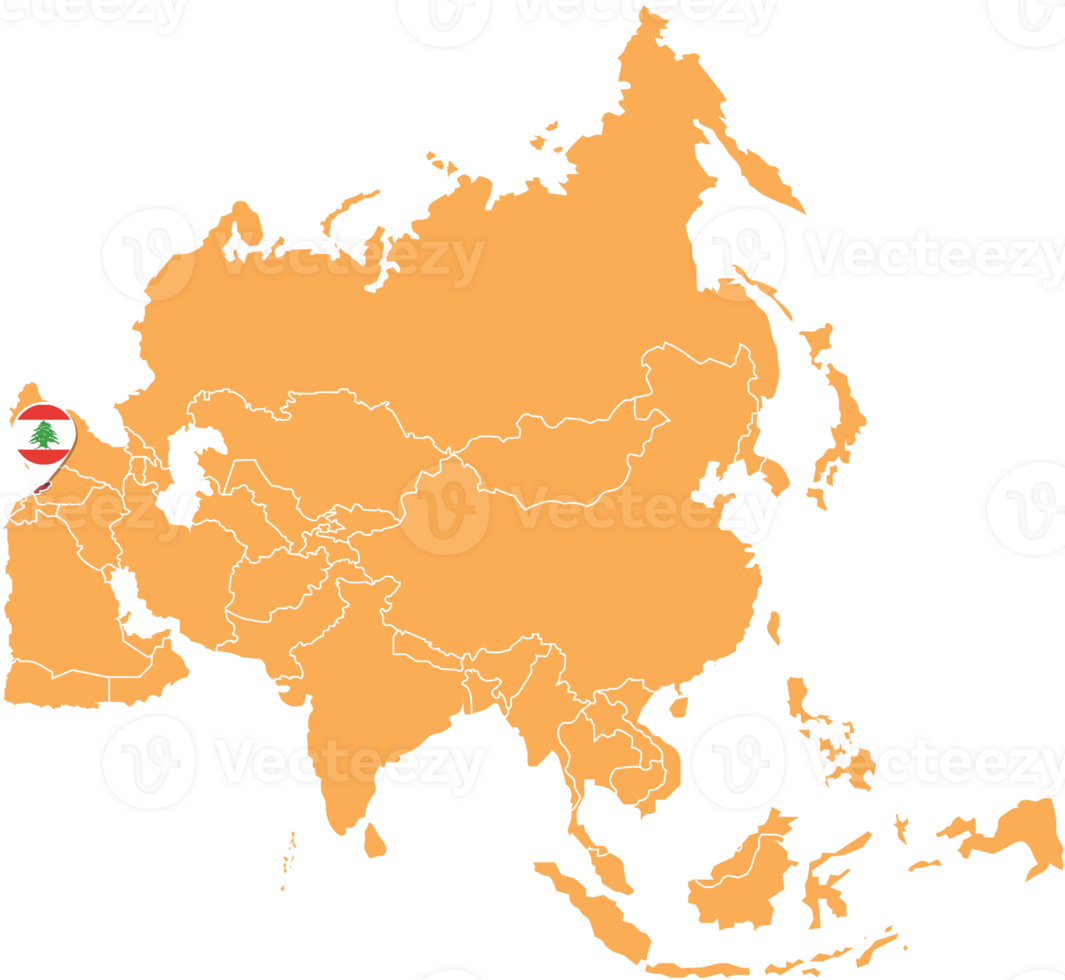 Lebanon map in Asia, Icons showing Lebanon location and flags. png