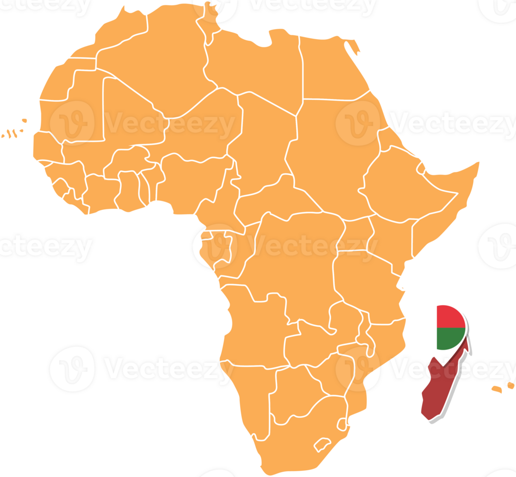 madagaskar Karta i afrika, ikoner som visar madagaskar plats och flaggor. png