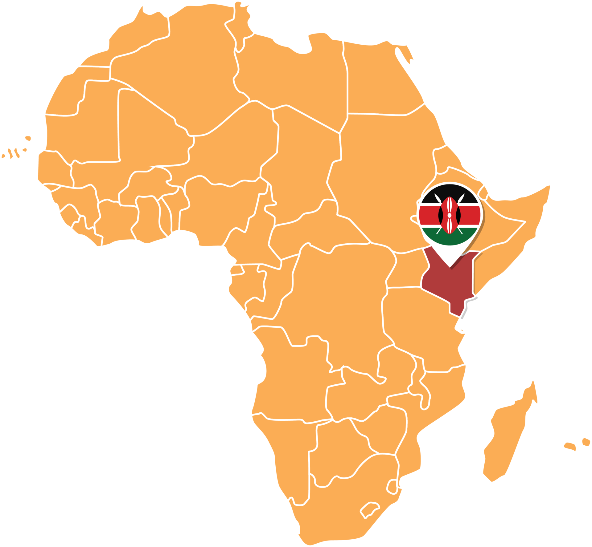 Kenya map in Africa, Icons showing Kenya location and flags. 23639658 PNG