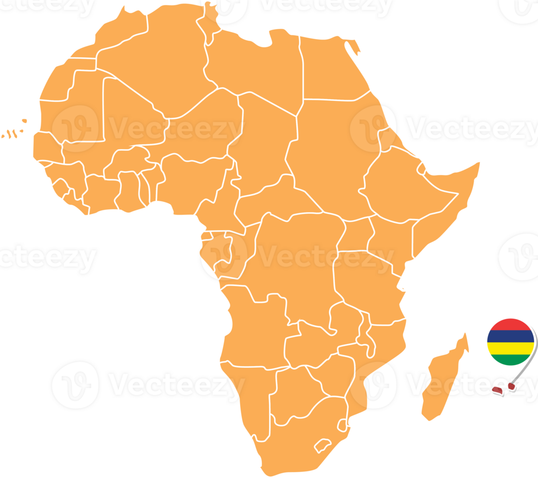 Mauritius map in Africa, Icons showing Mauritius location and flags. png