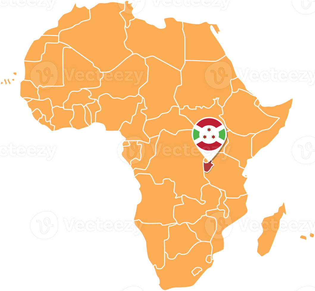 Burundi map in Africa, Icons showing Burundi location and flags. png
