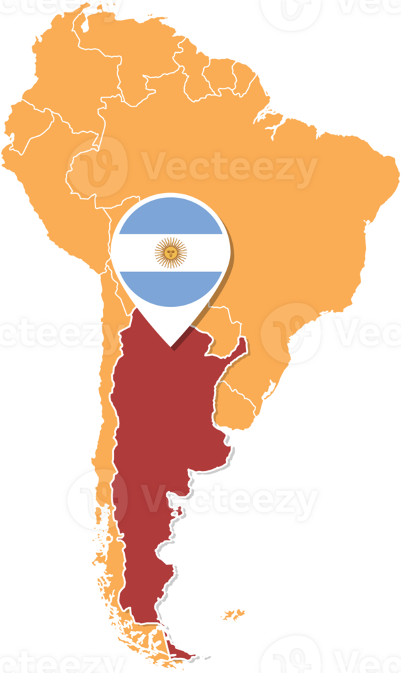 Argentina map in South America, Icons showing Argentina location and flags. png