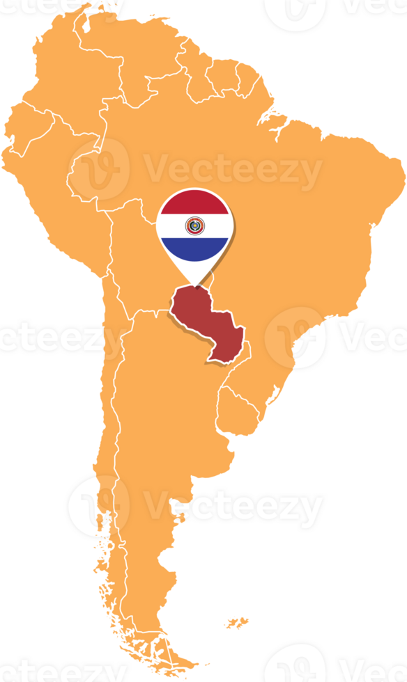 paraguay carte dans Sud Amérique, Icônes montrant paraguay emplacement et drapeaux. png