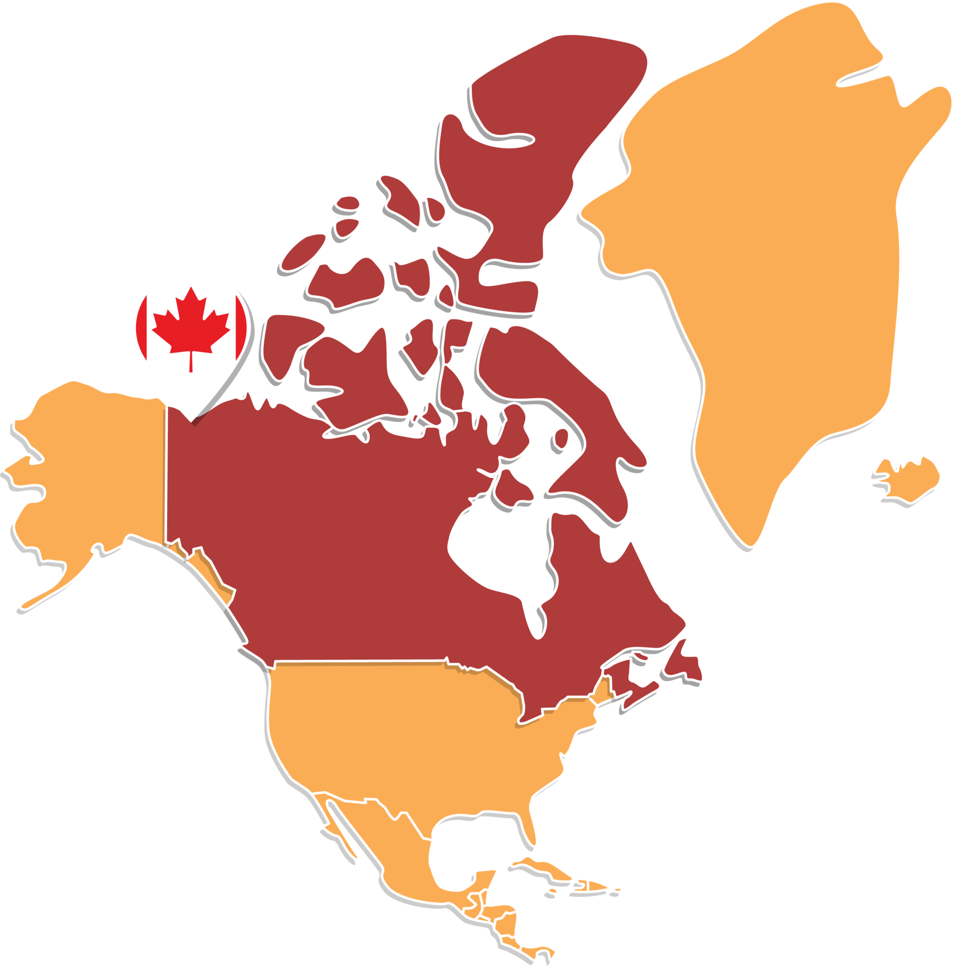 Canada map in North America Icons - Canada Map In North America Icons Showing Canada Location And Flags Png