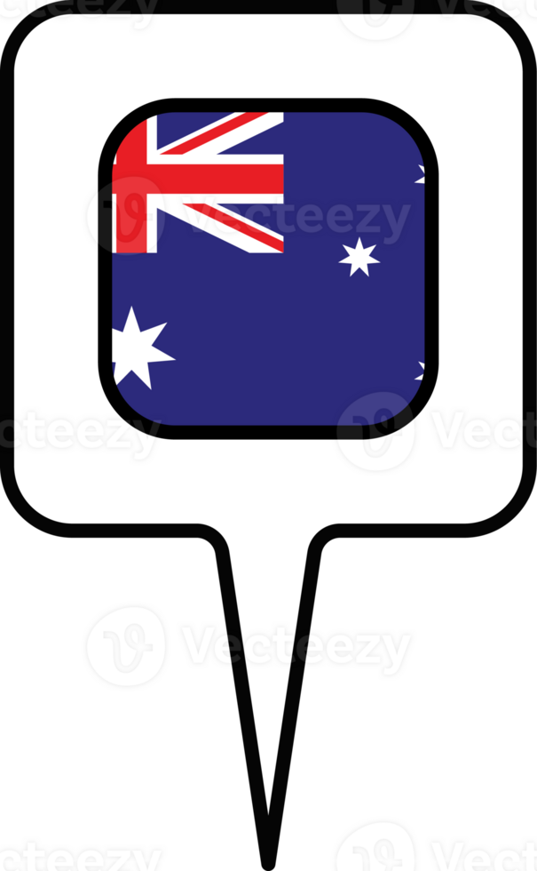 Australia flag Map pointer icon, square design. png