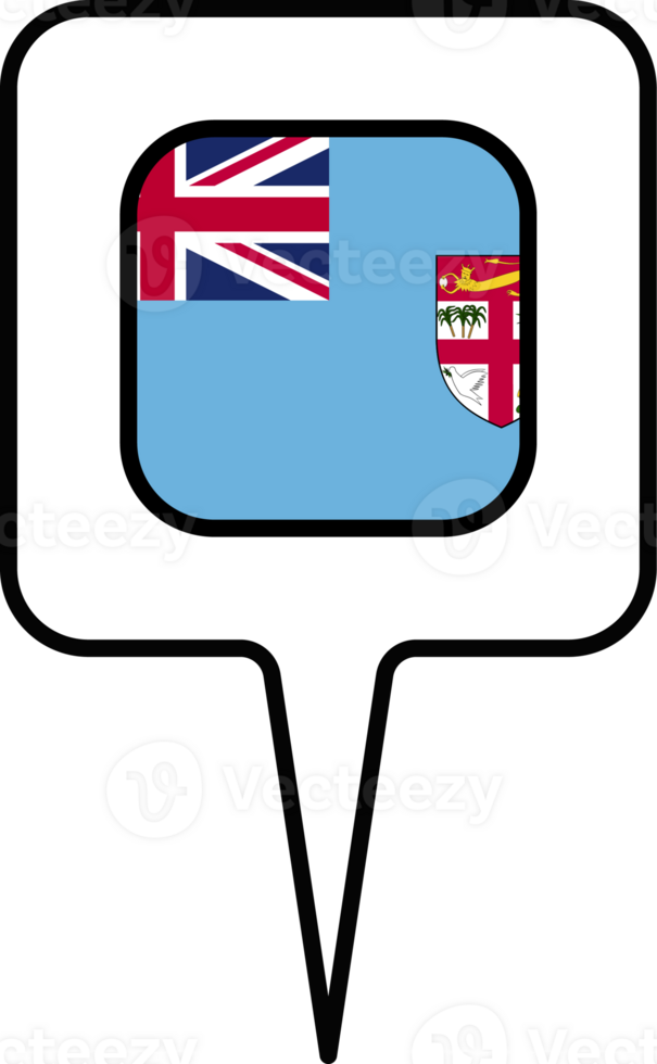 Fiji flag Map pointer icon, square design. png