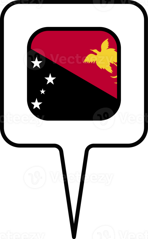 Papua New Guinea flag Map pointer icon, square design. png