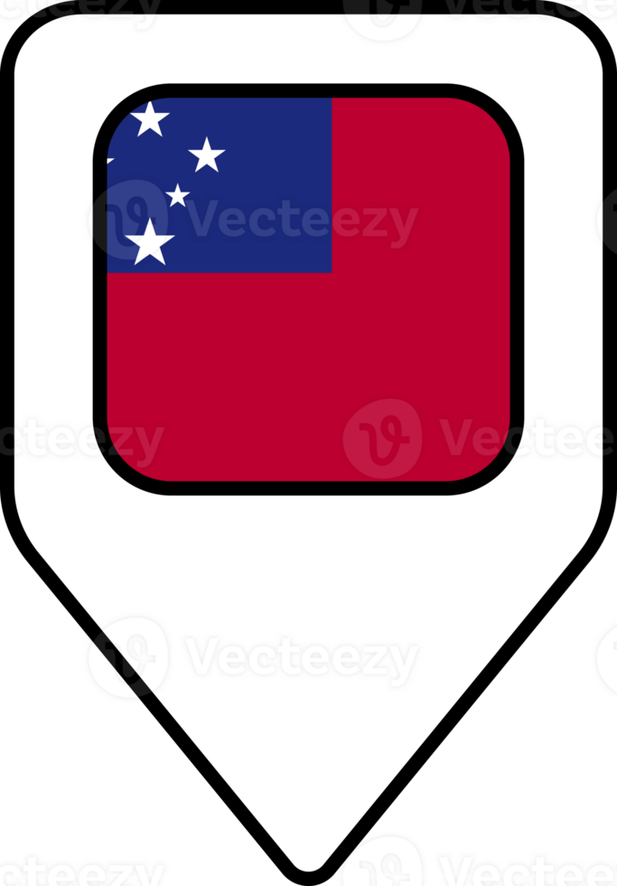 Samoa flag map pin navigation icon, square design. png