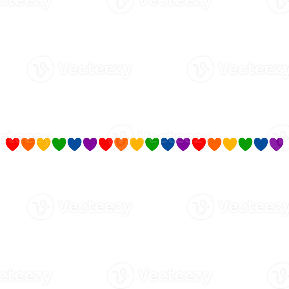 Heart colorful arrange horizontally png