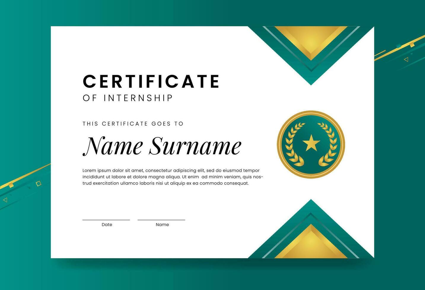 Green Elegant Premium Certificate of Internship Vector Landscape