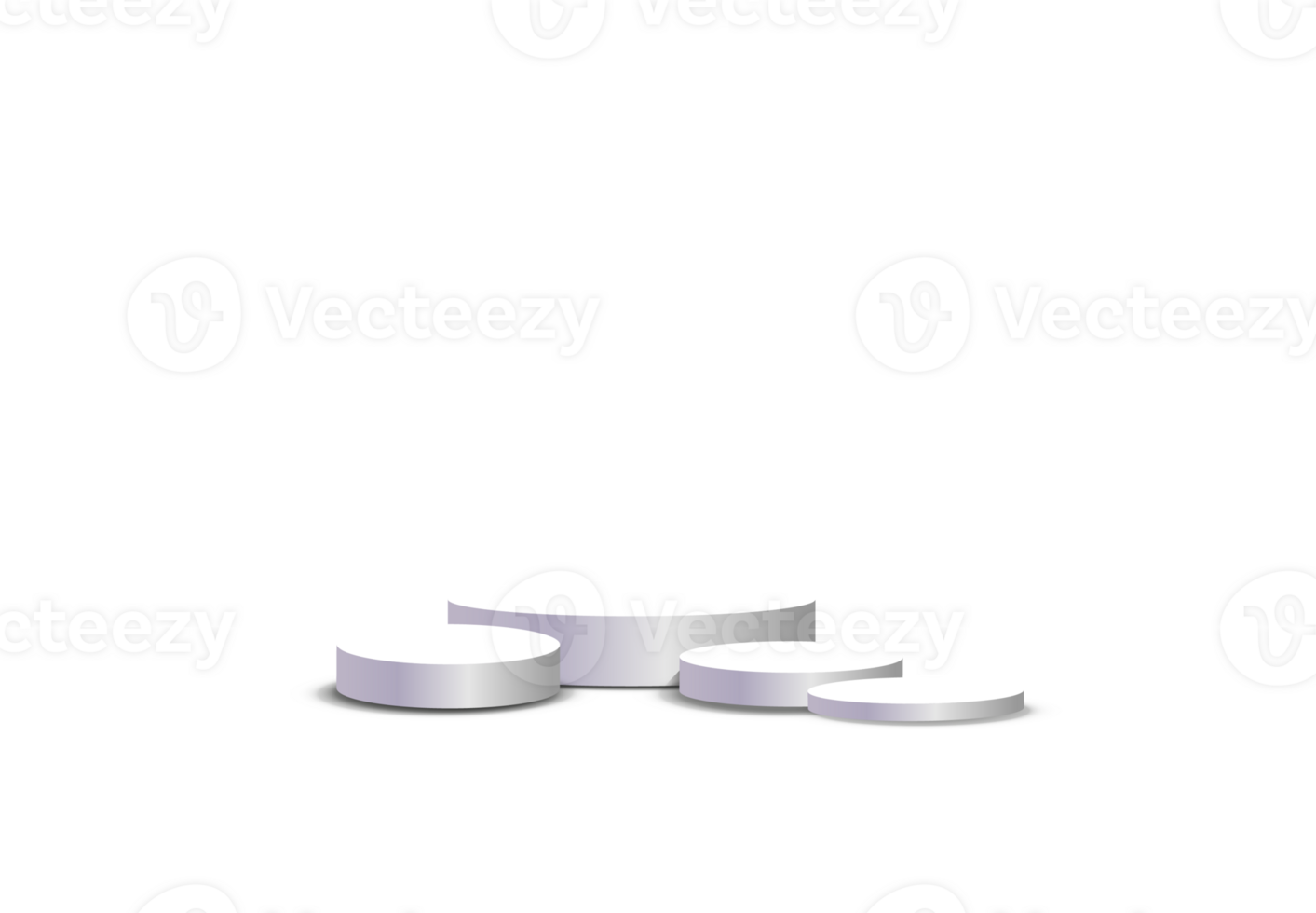 Podium stand isolated on transparent background. White circle plinth, pillar or display stage. Empty prize pedestal with white projector light beams. PNG. png