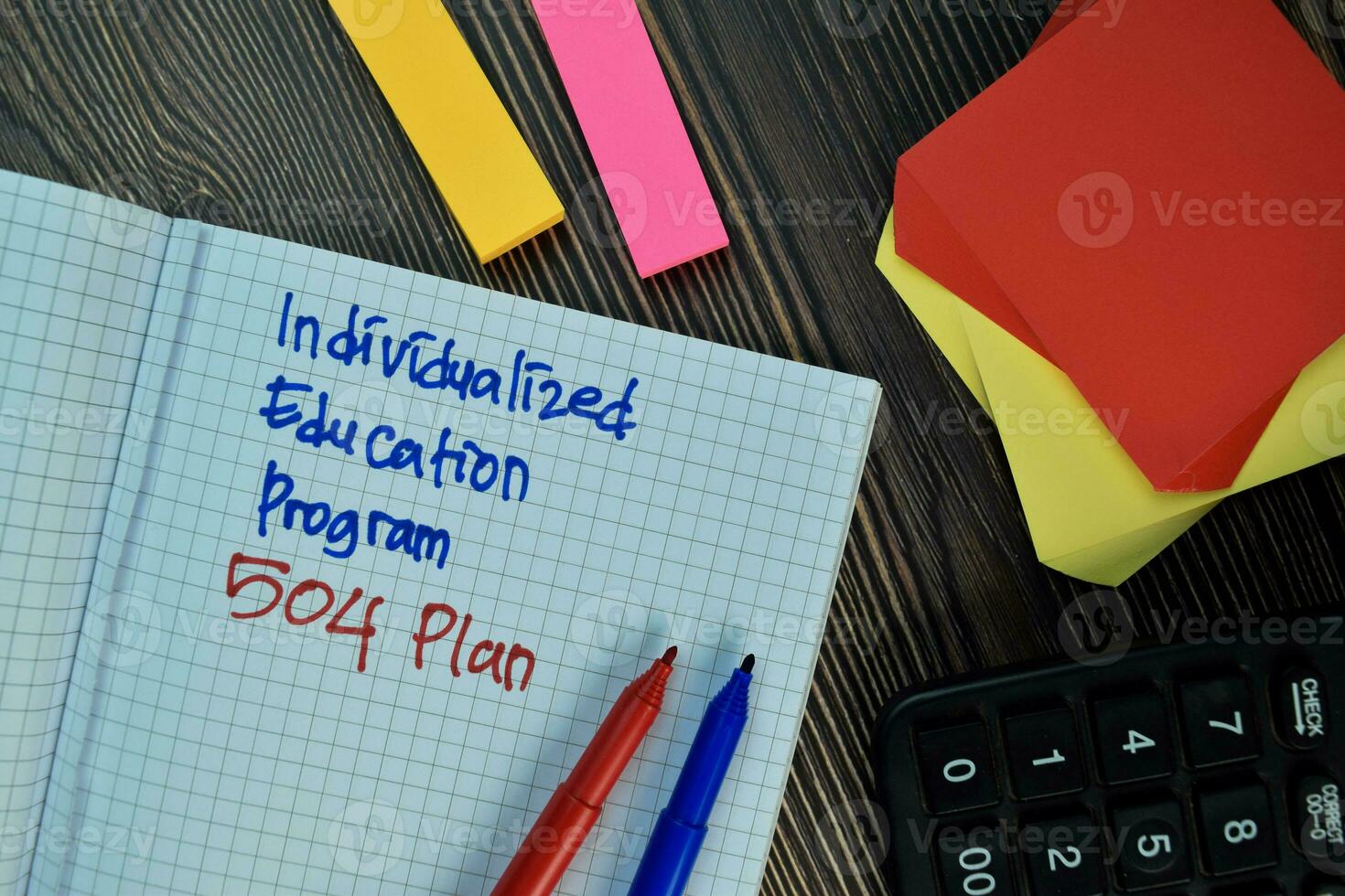 Individualized Education Program 504 Plan write on sticky note isolated on Wooden Table. Financial Concept photo