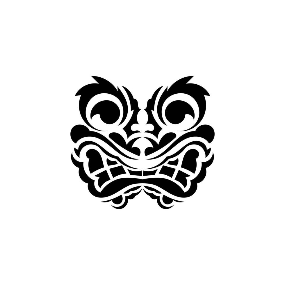 Tribal mask. Black tattoo in the style of the ancient tribes. Hawaiian style. isolated on white background. vector