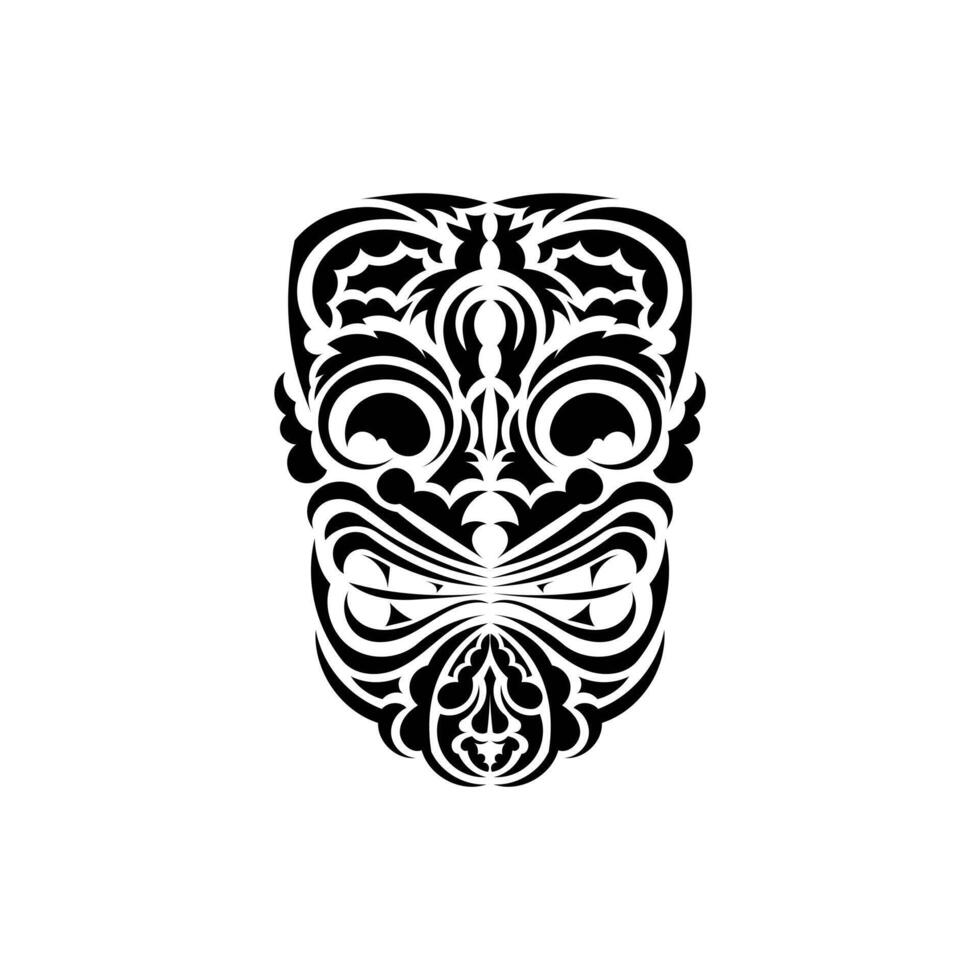 The face of a viking or orc. Traditional totem symbol. Maori style. Vector over white background.