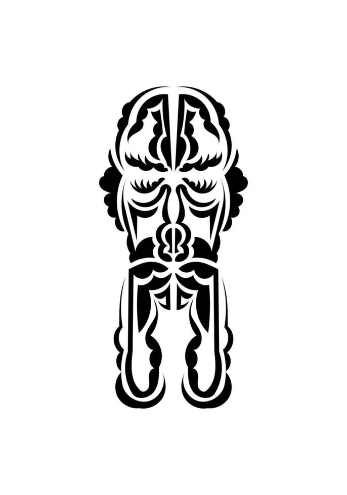 Polynesian style face. Ready tattoo template. Isolated on white background. Vector illustration.