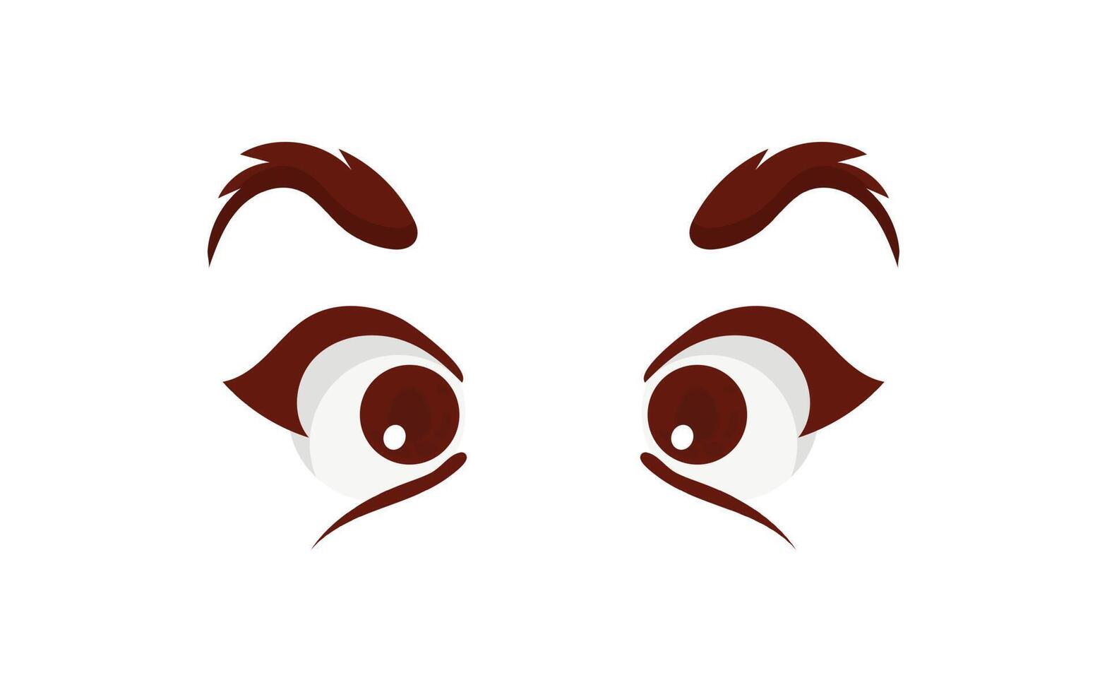 Close up scared face of beautiful woman with beautiful eyes and big pretty eyelashes and eyebrows. Vector illustration