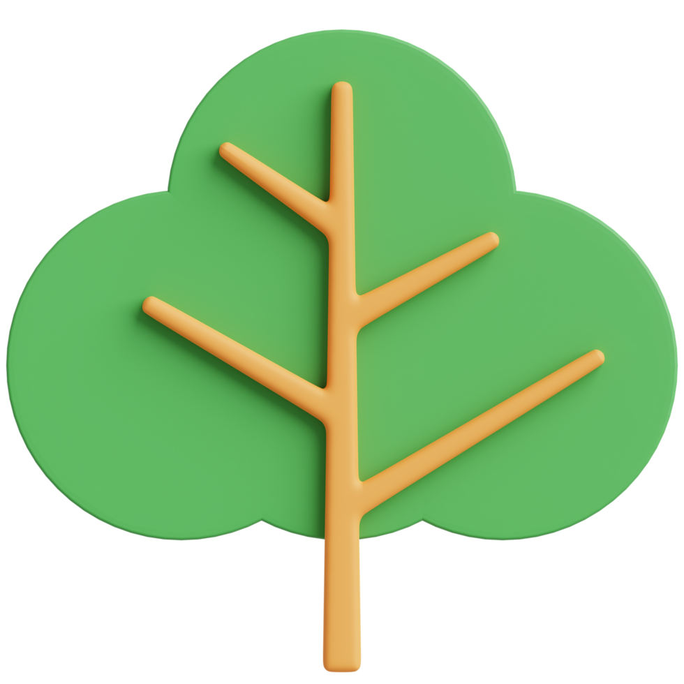 3D Green Tree. 3d render illustration. png