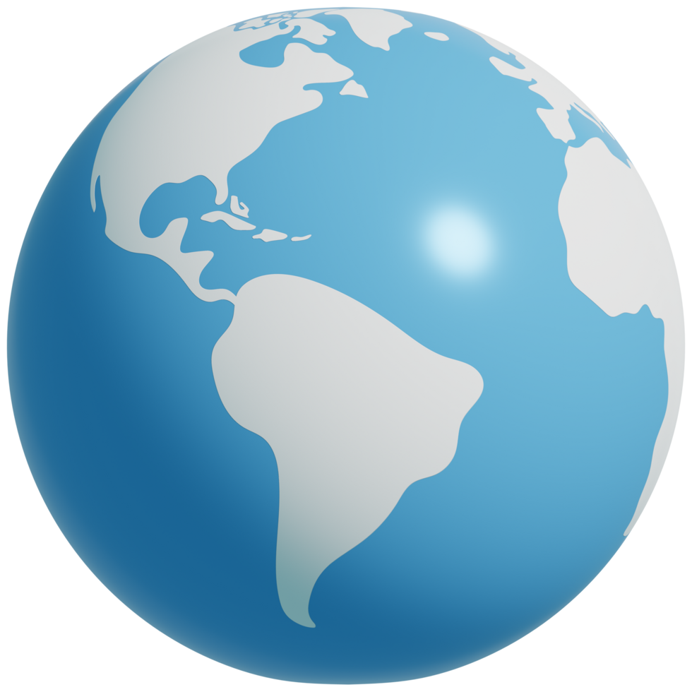 Earth globe 3d icon. 3d rendering illustration. png