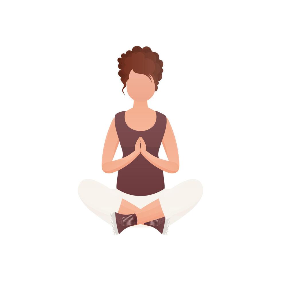 Woman doing yoga. Isolated on white background. . vector