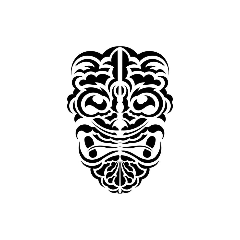 Tribal mask. Black tattoo in the style of the ancient tribes. Polynesian style. Vector isolated on white background.