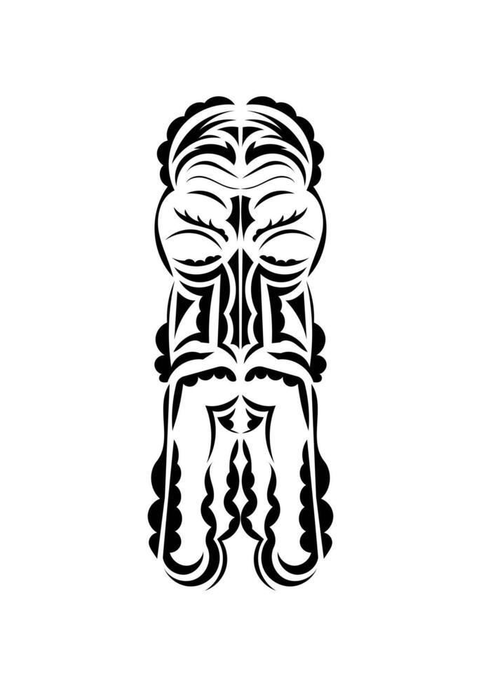 Mask in traditional tribal style. Ready tattoo template. Isolated on white background. Vetcor. vector