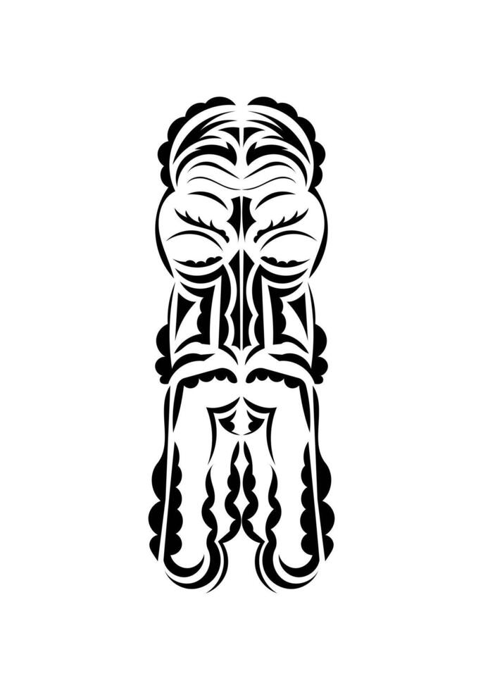 Mask in traditional tribal style. Ready tattoo template. Isolated on white background. Vetcor. vector