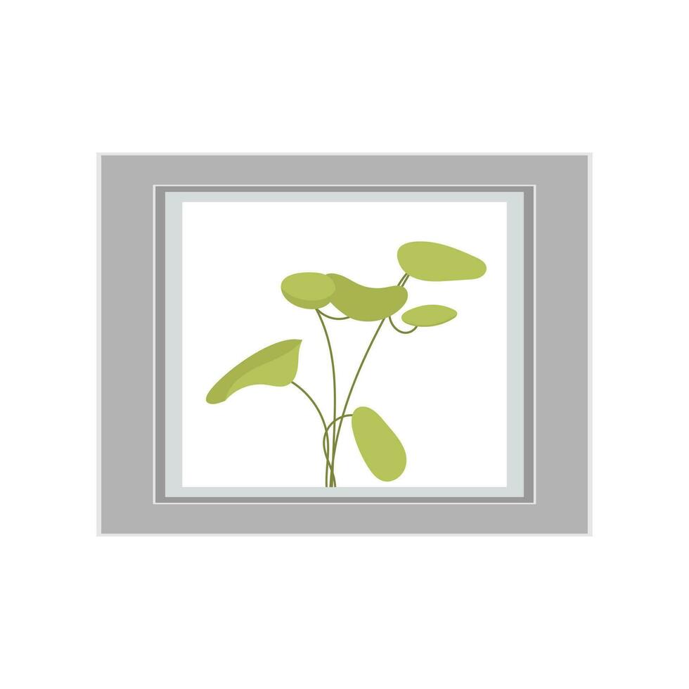 Painting with a green plant. Isolated. Flat style. vector