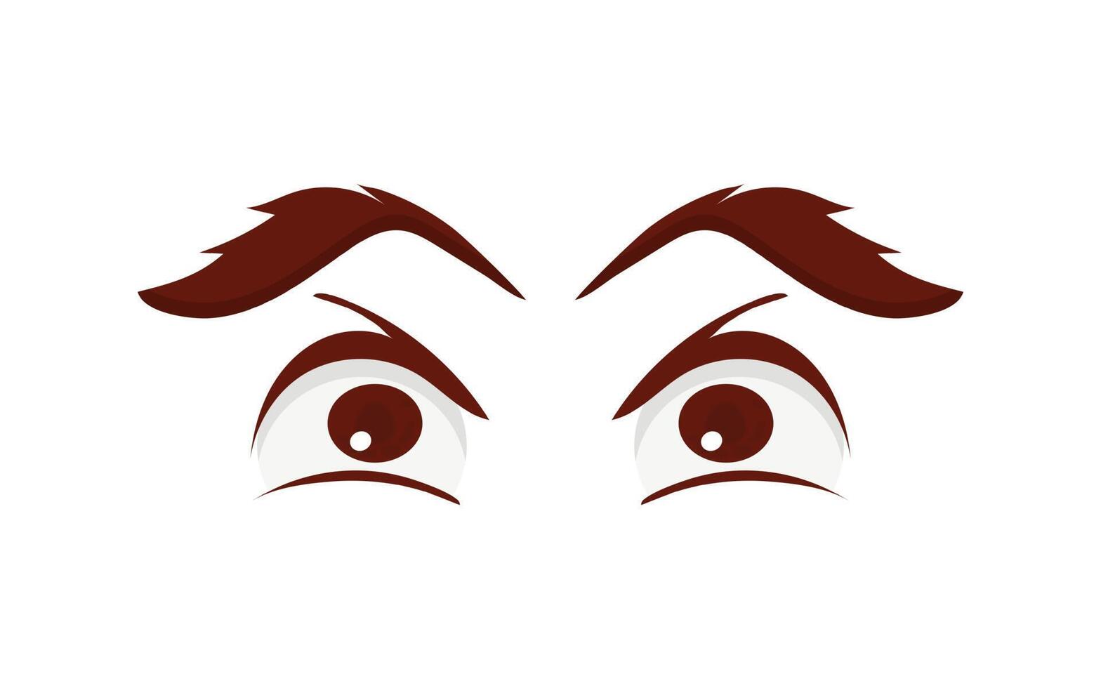 Cartoon woman eyes and eyebrows with lashes. Isolated vector